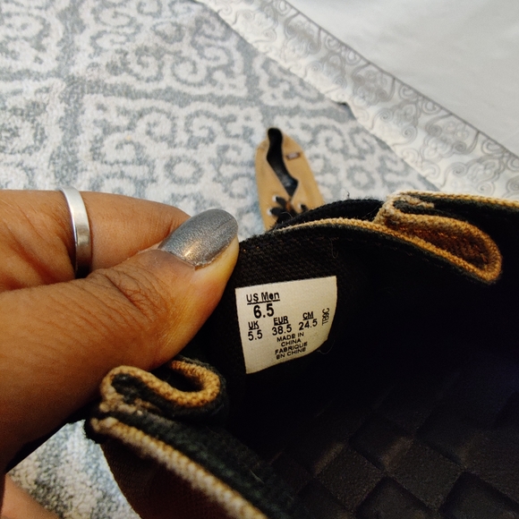 VANS Men's Dark Khaki Tan Canvas Off The Wall Skater Sneakers Loafer Shoes 6.5 - Picture 6 of 10